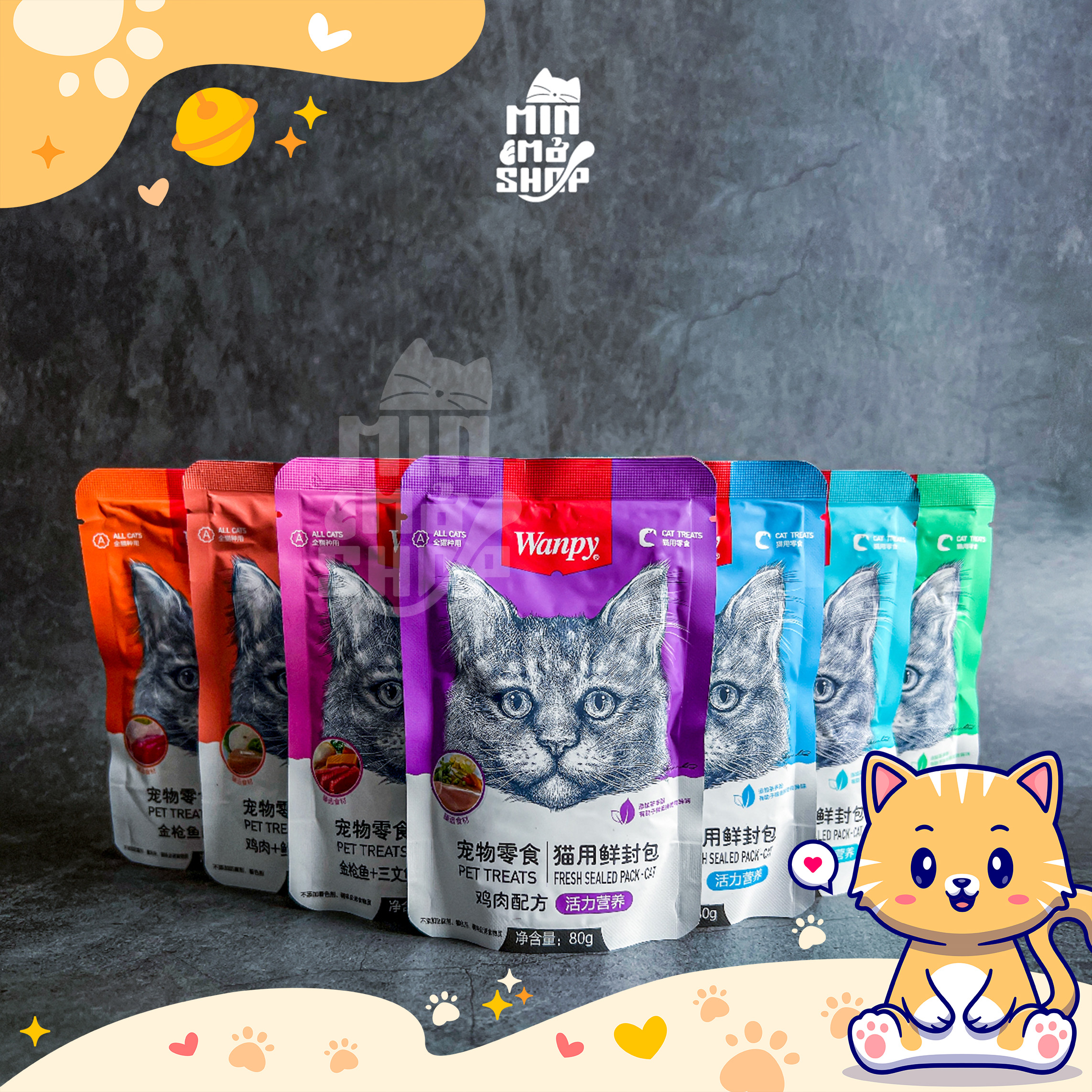Pate wanpy dạng ướt cho mèo gói 80g