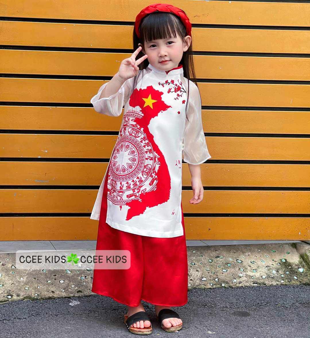 Áo dài truyền thống cho bé gái 9-30kg