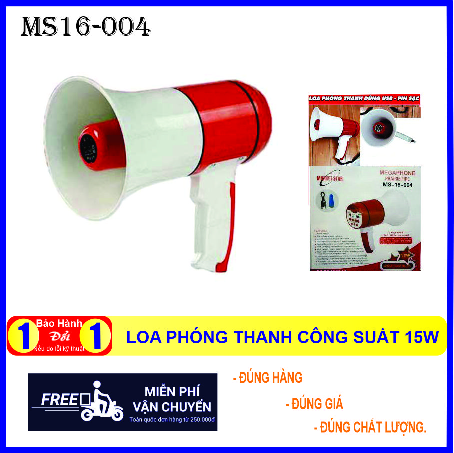 [HCM][ GÌ CŨNG CÓ ] Loa Phóng Thanh Ms-16-004 Công Suất 15w Loa Cầm Tay Mini Megaphone Có Sạc Điện Loa Phát Thanh Cầm Tay Không Gian Lý Tưởng Là 500m2 Nghe Rõ  Loa Bán Hàng - Lựa Chọn Hoàn Hảo Mua Sắm Mọi Lúc Mọi Nơi Tiện Lợi Bh 1 Năm.