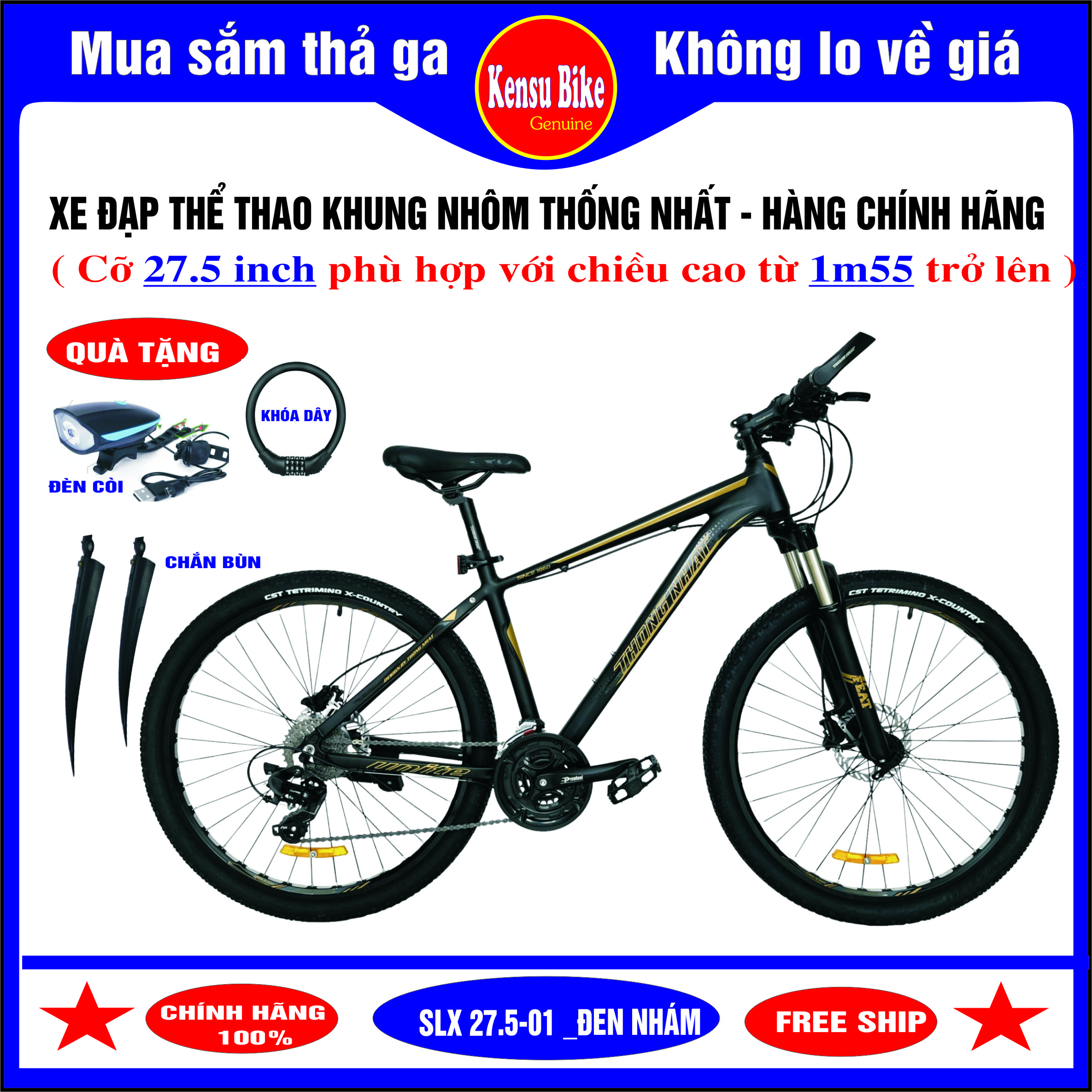 Xe đạp thể thao khung nhôm cao cấp hãng thống nhất mã slx 26 -01 - hàng chính hãng