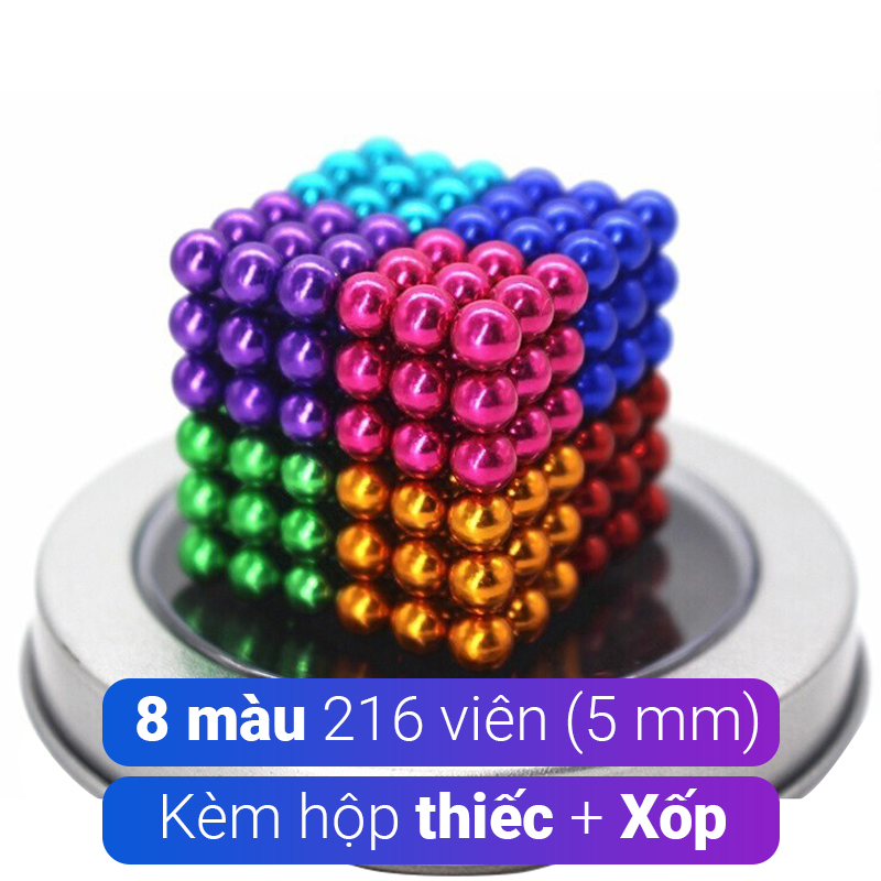 Nam châm Buckyballs 5mm 8 màu 216 viên - Rainbow 8 màu 5mm