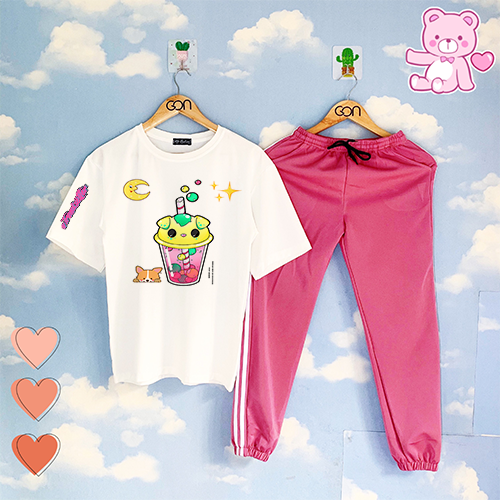 Set áo thun tay lửng quần kẻ 3 sọc, quần unisex 2 sọc P036-40