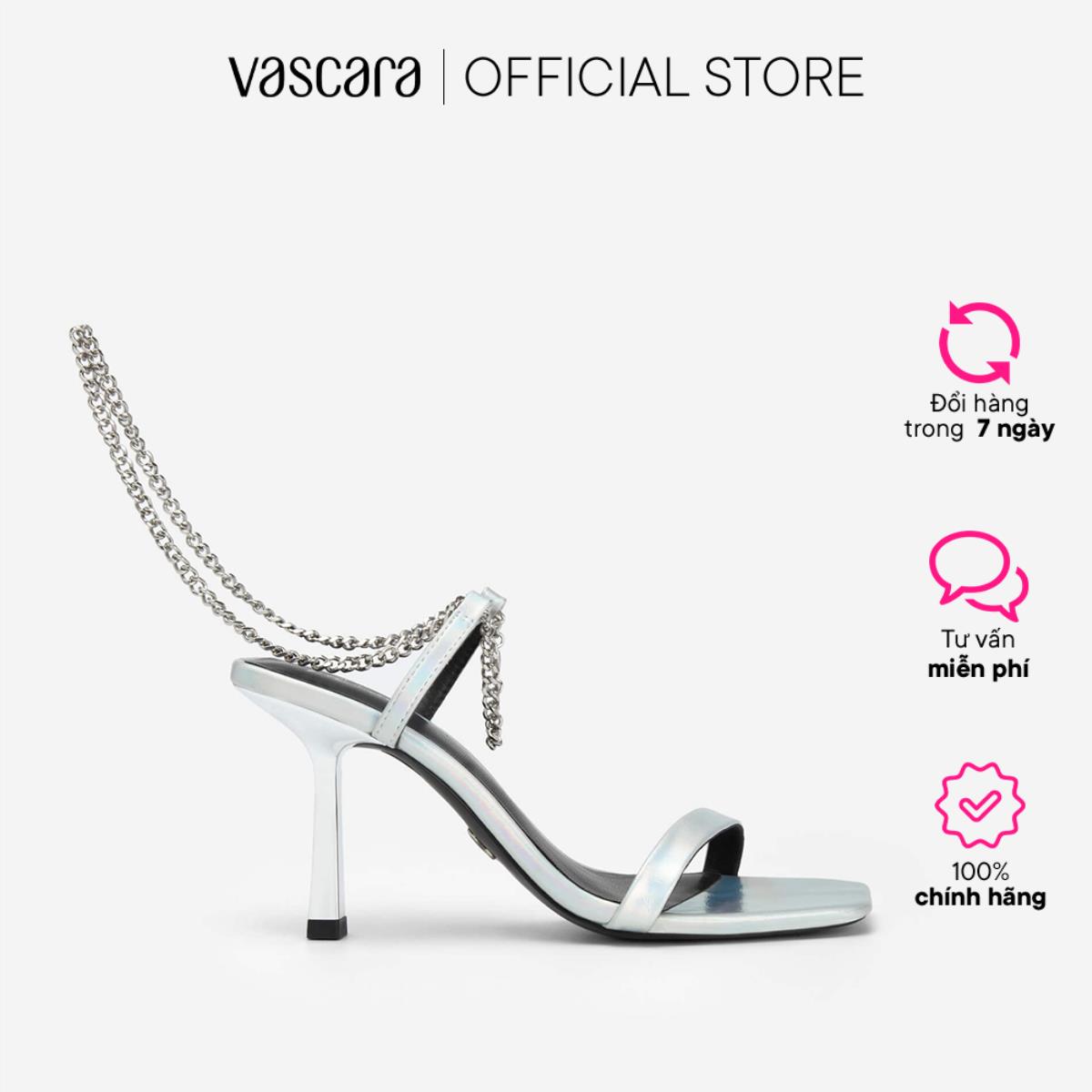Vascara giày sandal metallic vân da phối quai anklet - sdn 0714