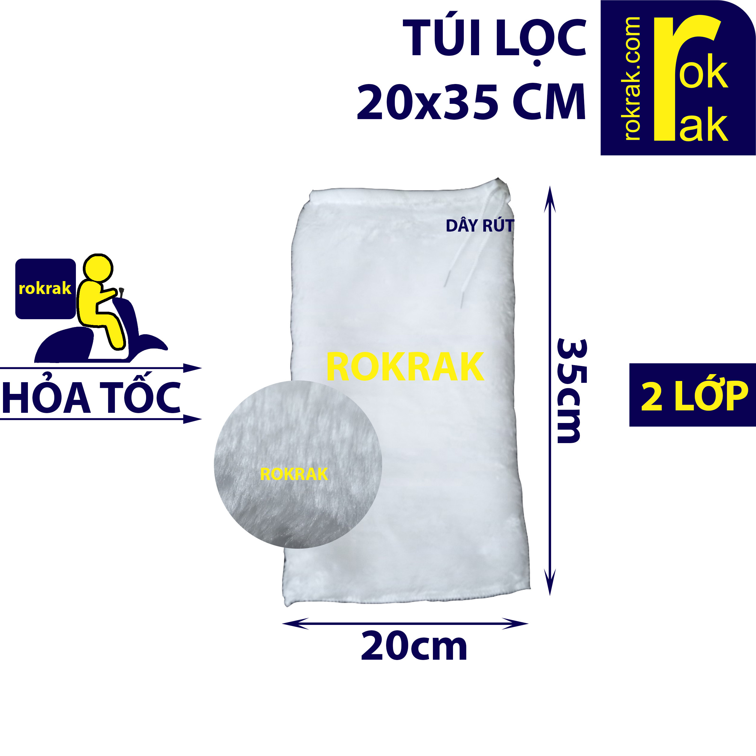 Túi lọc hồ cá 2 Lớp dây rút (size LỚN 20x35 20x45 cm bọc túi zip) lọc cặn bụi mịn