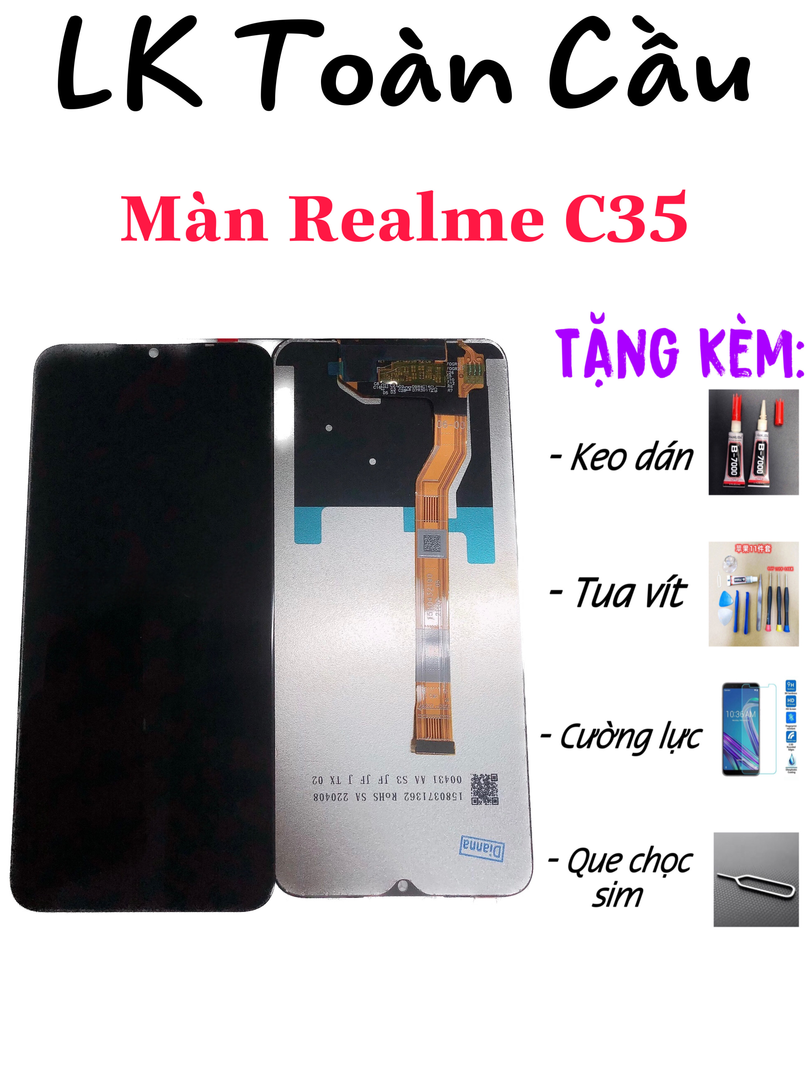 Màn hình realme c35 / realme 8i / realme 9i / realme Q5 / oppo a96 / oppo k10 / oppo k10x New Full bộ màu đen Bảo hành 3 tháng Tặng kèm keo dán màn hình+tua vít sữa chữa+cường lực+que chọc sim+FREE SHIP