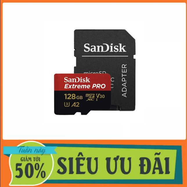 [HCM][Bảo Hành 3 Năm]  Thẻ nhớ MicroSDXC SanDisk Extreme PRO A2 - 128GB V30 U3 Class 10 UHS-I 170MB/s (SDSQXCY-128G-GN6MA) - Sản Phẩm Cam Kết Chất Lượng