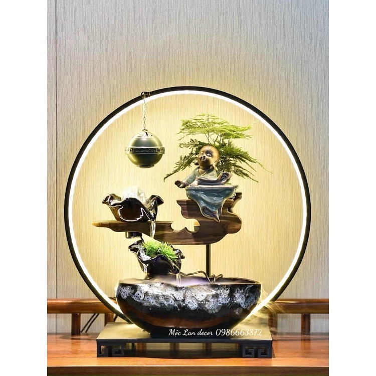 Hàng có sẵn-cỡ đại, đài thưởng trầm cao cấp , thác nước phong thuỷ, mẫu dòng suối chẩy có đèn led