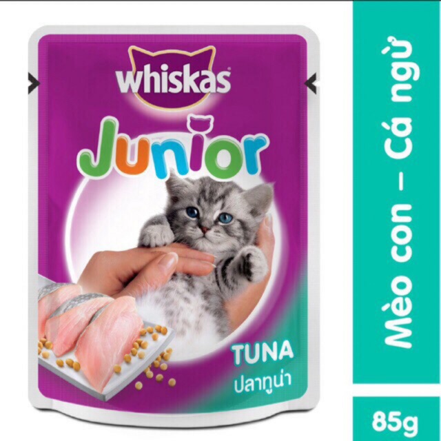 Combo 29 gói sốt Whiskas Junior cho mèo con vị cá ngừ 85g, đa dạng mẫu mã, chất lượng sản phẩm đảm bảo và cam kết hàng đúng như mô tả