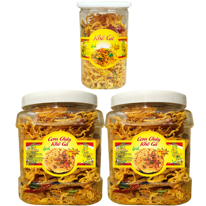 1KG CƠM CHÁY LẮC KHÔ GÀ VÀ 1 HŨ KHÔ GÀ LÁ CHANH SIÊU NGON 200G TPS (MÓN ĂN VẶT SIÊU HOT)