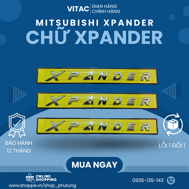Logo chữ 3D nổi dán nắp Capo Mitsubishi Xpander/Xpander Cross