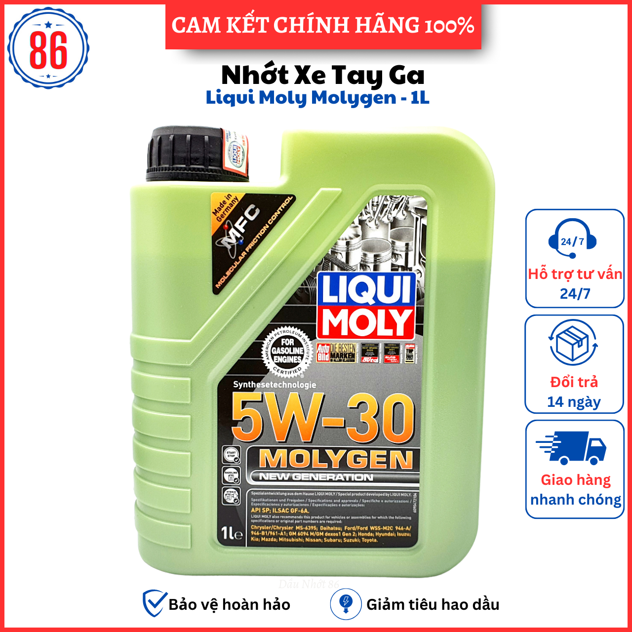 Liqui Moly Molygen 5W30 1L nhớt tổng hợp dành cho xe tay ga,oto - Sản xuất tại Đức