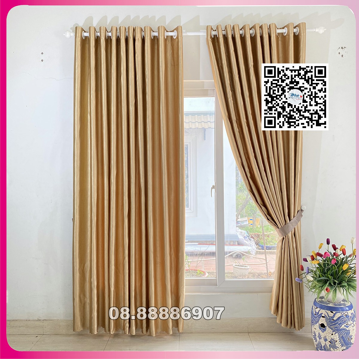 [HCM]Màn rèm cửa màu vàng tươi may sẵn kích thước tùy chọn chống nắng tốt dùng làm màn cửa chính rèm cửa sổ background shop rèm cửa Hoàng anh - Curtains ready-made bright yellow curtains optional sizes good sun protection