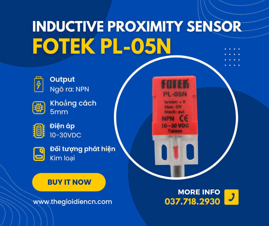 Cảm biến tiệm cận fotek pl-05n 5mm chính hãng - pl-05n, cảm biến kim loại tiệm cận fotek fotek pl-05p pnp