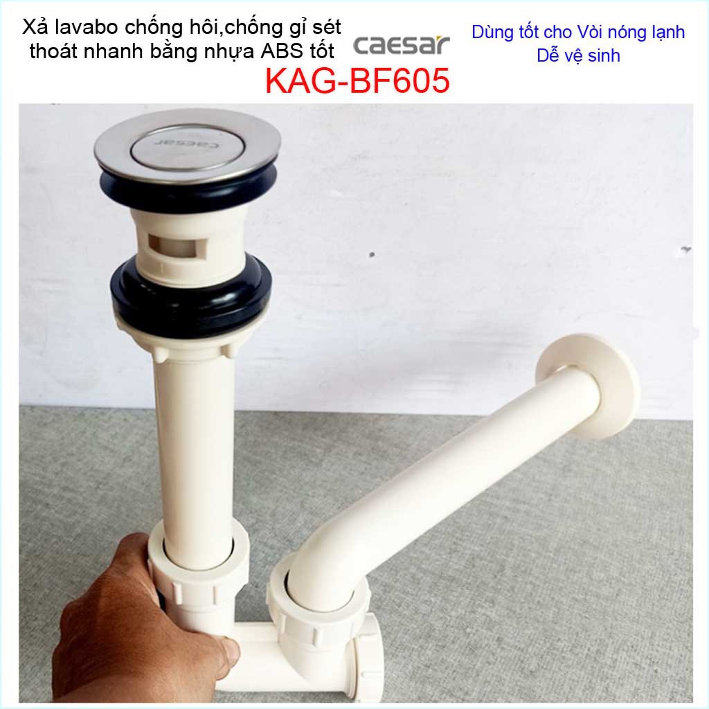 Bộ xả nhấn nhựa Caesar, bộ xả lavabo cho chậu rửa mặt sứ KAG-BF605