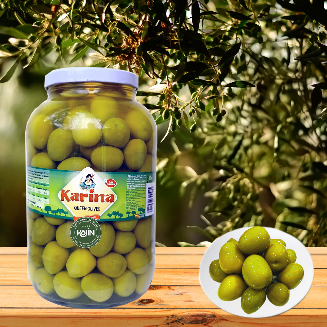 Quả Oliu Nữ Hoàng Kojin Queen Olives Karina 4.5kg Hàng Mới Nhập Khẩu Tây