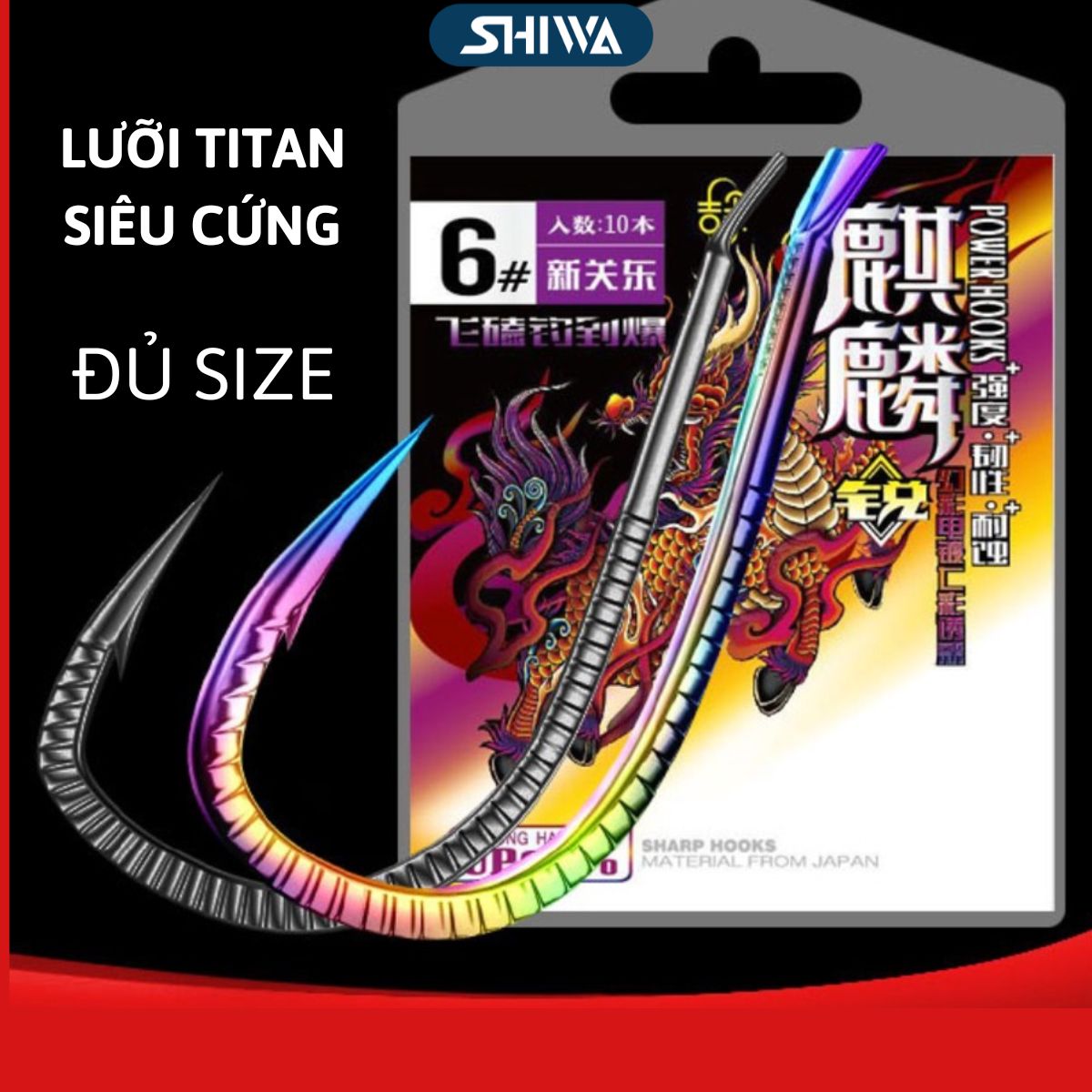 Lưỡi Câu Cá MẠ TITAN 7 Màu Siêu Bén Có Ngạnh Túi 10 Cái - Lưỡi Câu Cá ĐỦ SIZE Câu Cá Chép, Cá Lóc, Rô Phi, Trê Phụ Kiện Đồ Câu SHIWA