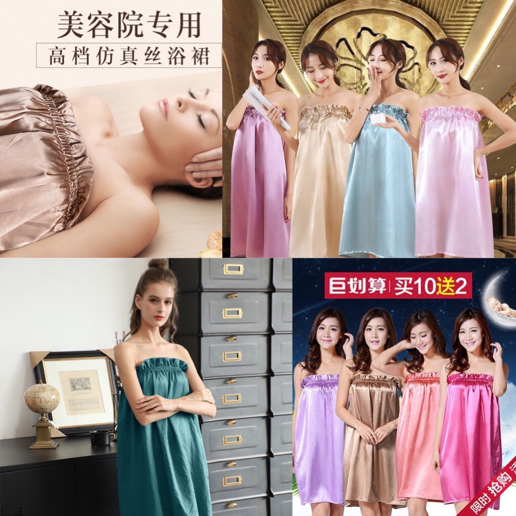 Váy quây spa lụa cao cấp chất vải mát dày dặn, đầm quây spa TPHCM