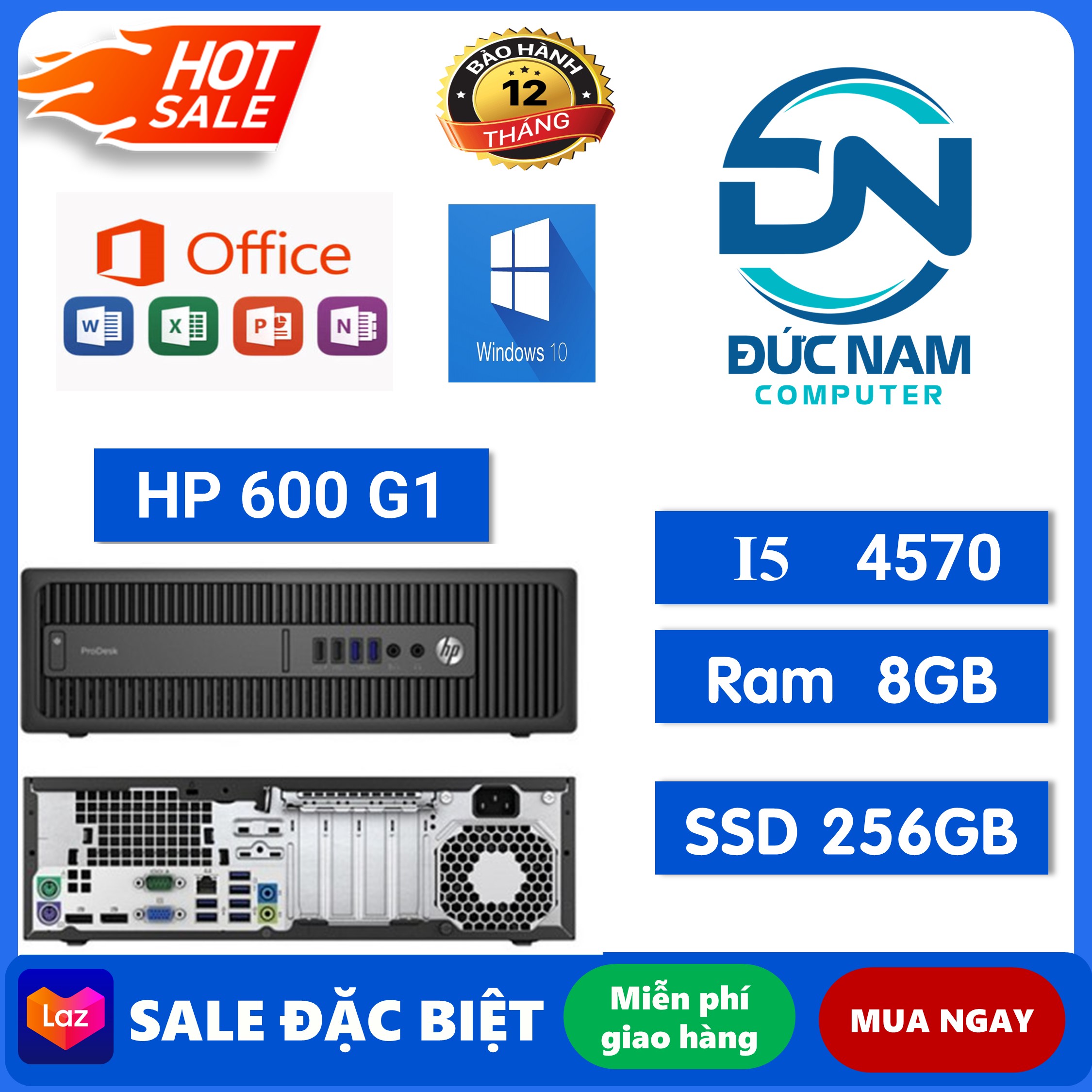 Cây Máy Tính Văn Phòng,Đồng Bộ HP 600G1-400G1 (Core I5 4570 -Ram8GB -SSD 256GB).HÀNG NHẬP KHẨU NHẬT - Tặng USB Thu Wifi và Bàn Di Chuột!