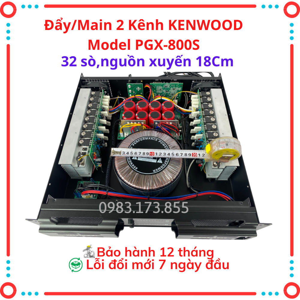 (Technology of JAPAN) Đẩy công suất 2 kênh KENWOOD PGX-800S 32 sò cs 800w/kênh/8 ôm hàng nh/ập kh/ẩu nguyên chiếc. Bảo hành 12 tháng.