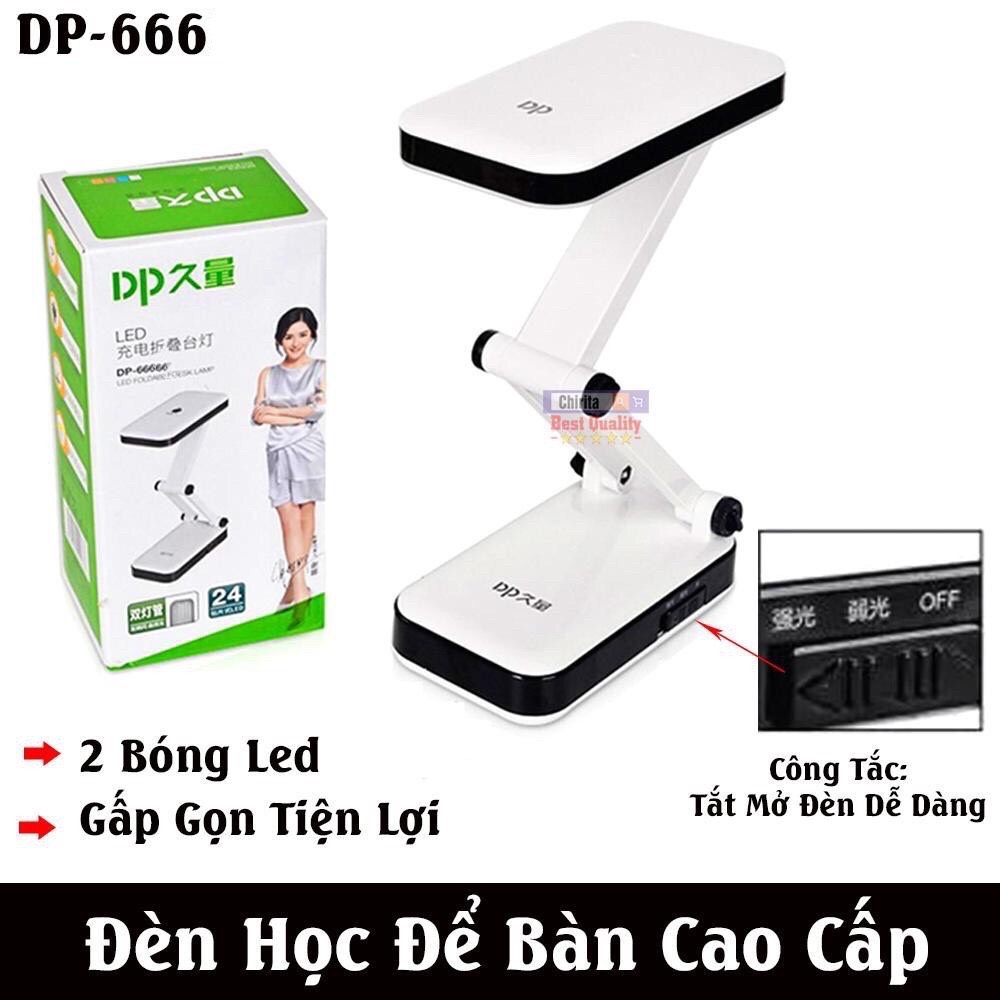 Đèn led để bàn tích điện, gấp gọn 24 bóng siêu sáng DP 666 , 2 chế độ sáng, bảo vệ mắt