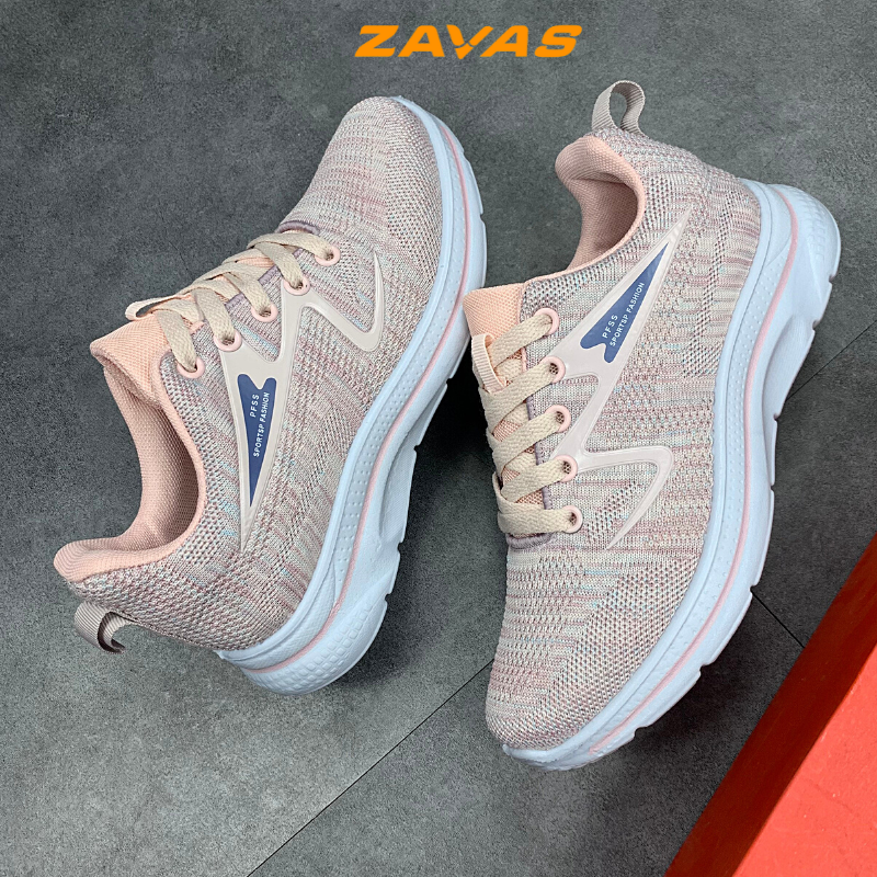 Giày thể thao sneaker nữ êm nhẹ ZAVAS lưới flynit thoáng khí công nghệ ép nhiệt cao 3cm - S408
