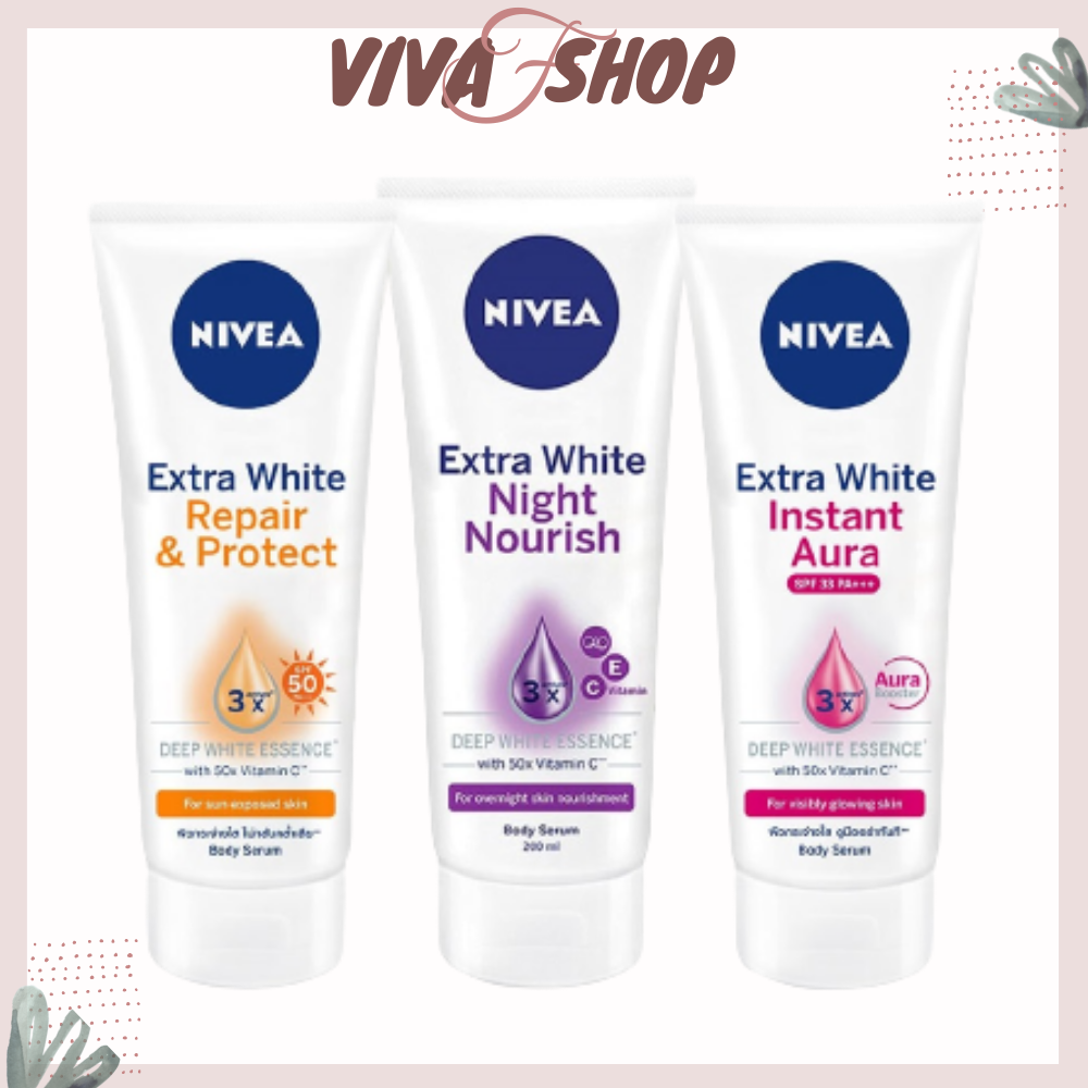 Serum dưỡng thể ban đêm Nivea Night Whitening Serum - kem dưỡng thể nivea Ban Đêm 200ml Chai dưỡng thể ban ngày Nivea