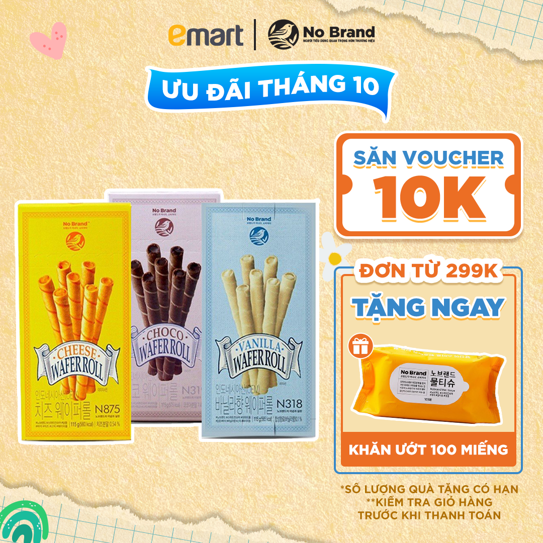 [Combo 3] Bánh Ống Nhân Kem Vị Sô Cô La + Vani + Phô Mai No Brand 115g - Emart VN