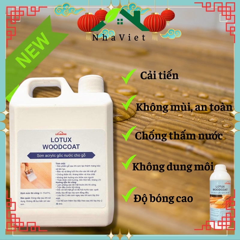 Sơn phủ gỗ, tạo độ bóng, mờ, chống thấm cho bề mặt gỗ. Sơn bảo vệ gỗ, không mùi, thân thiện môi trường, bảo vệ bề mặt gỗ