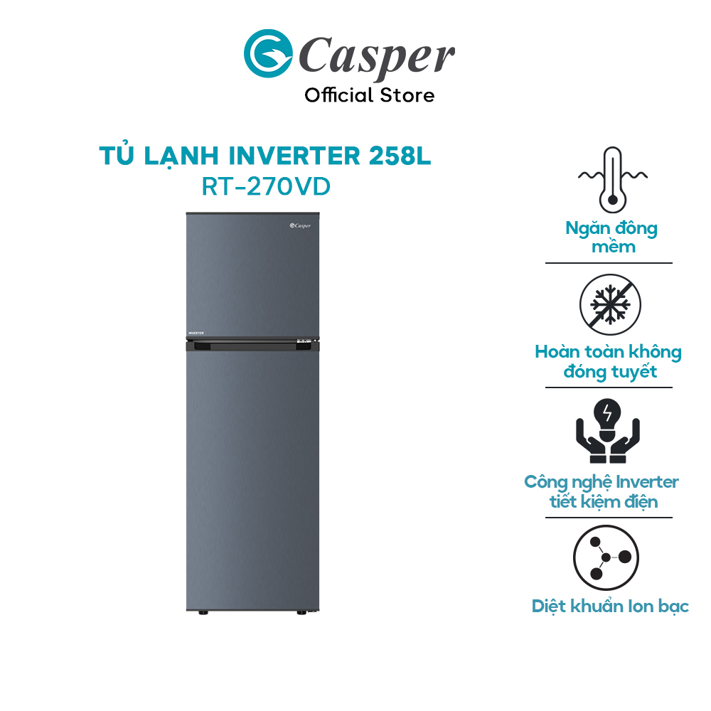 Tủ lạnh casper inverter dung tích 258 lít rt-270vd