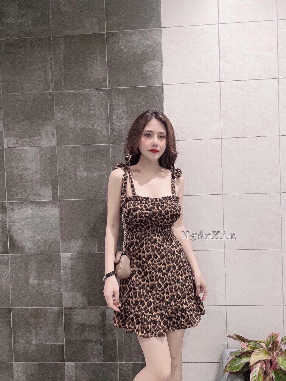 VÁY ĐẦM HỌA TIẾT DA BEO CÓ MÚT NGỰC SIÊU XINH