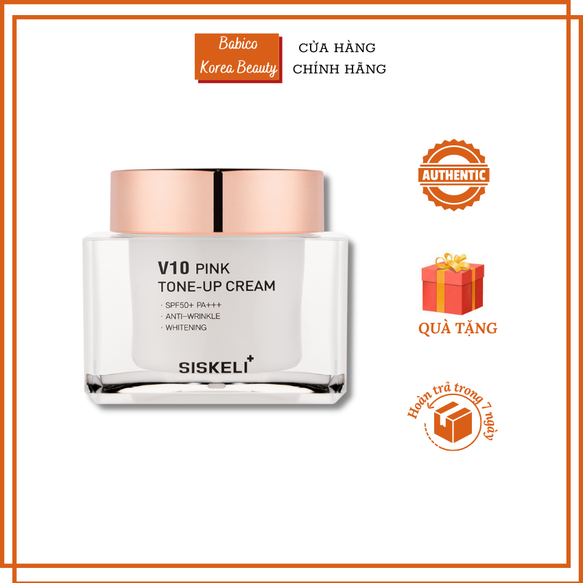 Kem nâng tone chống nắng dưỡng trắng da ban ngày v10 pink tone up cream siskeli 55ml - babico