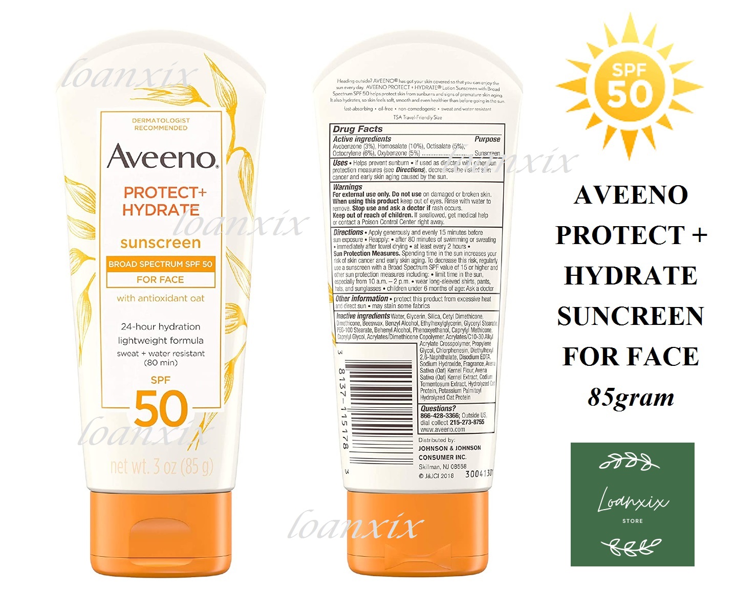 🌟kem chống nắng cho mặt🌟aveeno protect + hydrate suncreen for face🌟spf 50