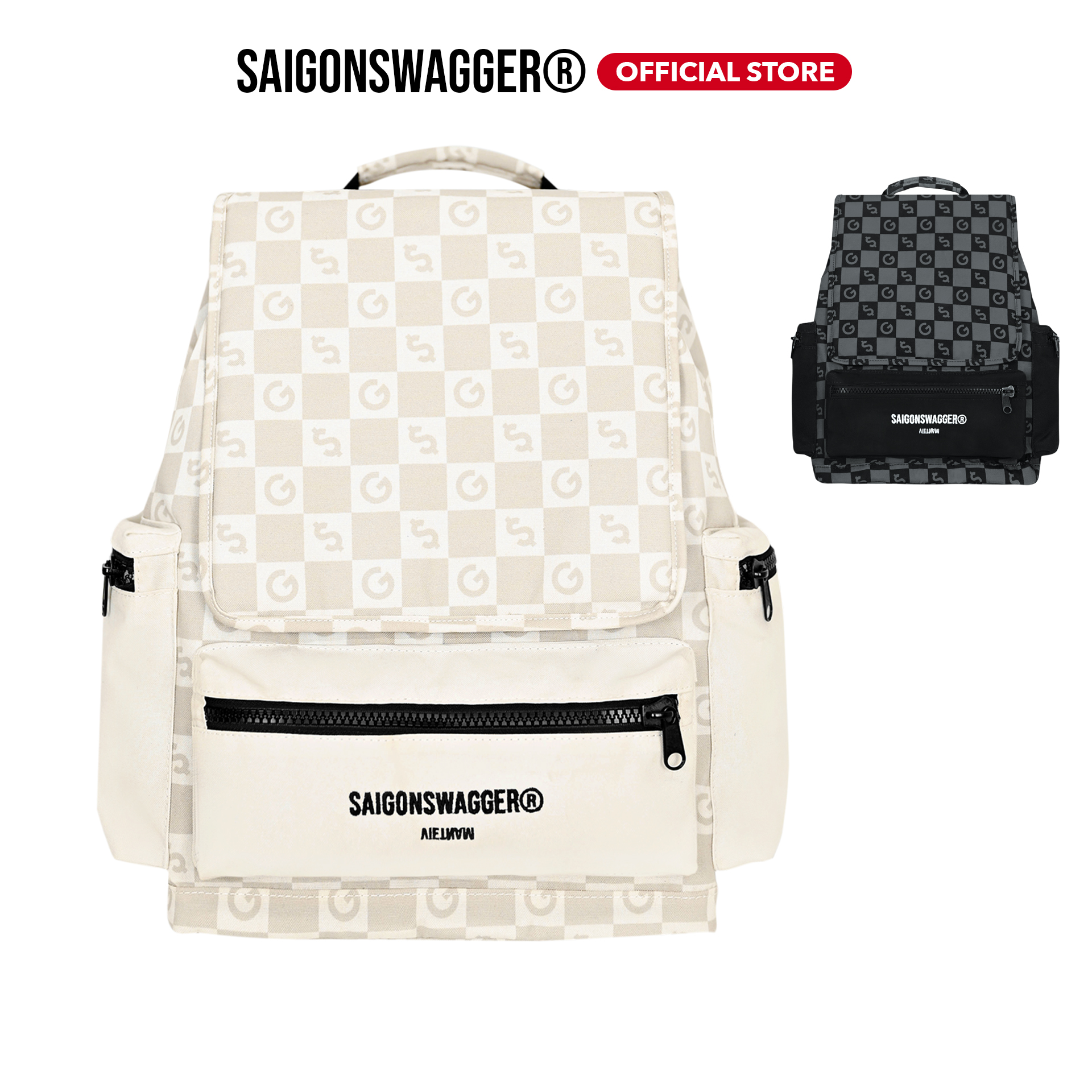 Balo saigon swagger versatile checked backpack ngăn chống sốc lap