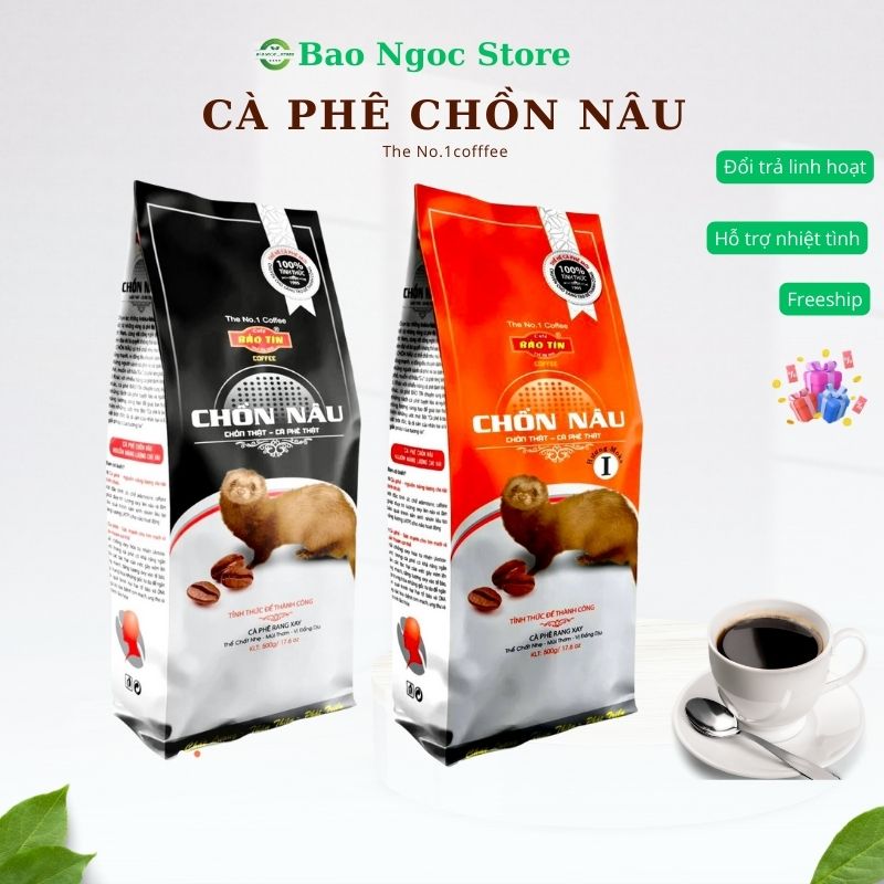 Combo 2 gói cà phê chồn nâu vàng và chồn nâu đen Bảo Tín, cafe rang xay, hương moka , vị đắng nhẹ