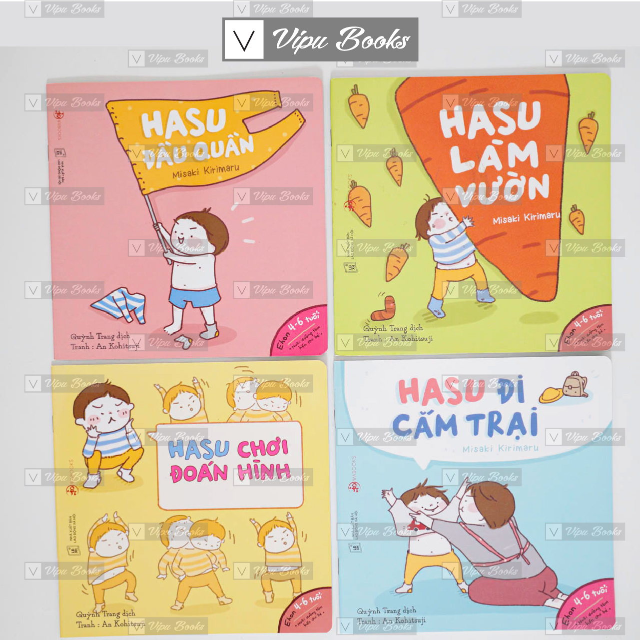 Sách - ehon nhật bản - những câu chuyện kỳ lạ của hasu - combo 4 quyển - dành cho bé từ 4 - 6 tuổi