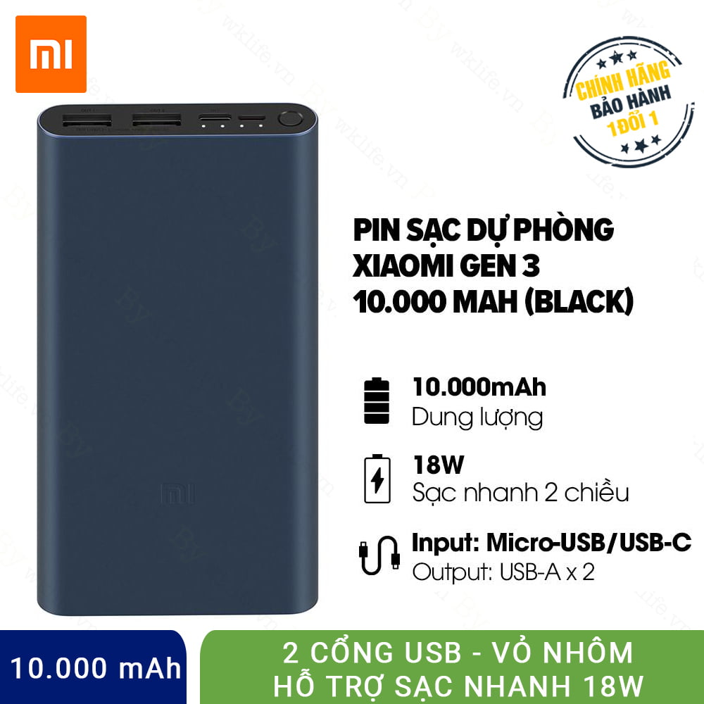 [HCM]pin dự phòng - Pin sạc Dự Phòng Xiaomi 10000mAh Gen 3 New 2020 Pin Dự Phòng Đa Năng Sạc Nhanh QC 3.0 Bảo Hành 12 Tháng Lỗi 1 Đổi 1.