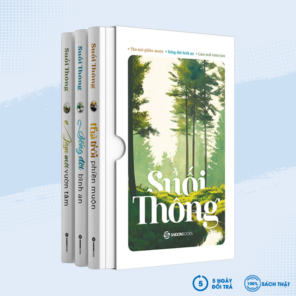  Sách - Combo Suối Thông - Thả Trôi Phiền Muộn + Sống Đời Bình An + Làm Mới Vườn Tâm  Hộp 3 Cuốn  - SGB - Newshop 
