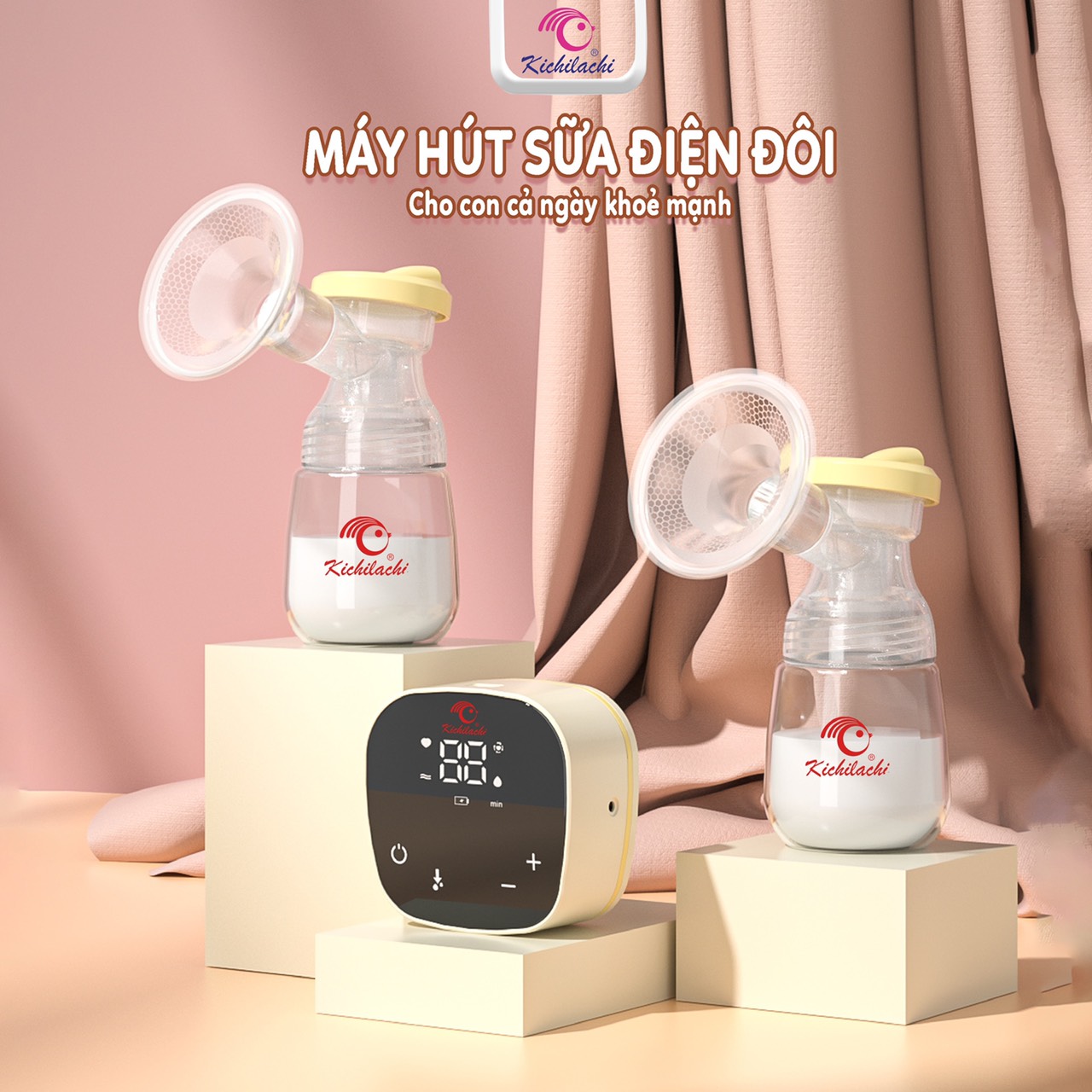 Máy hút sữa điện đôi Kichilachi PPSU PLUS hút mạnh êm
