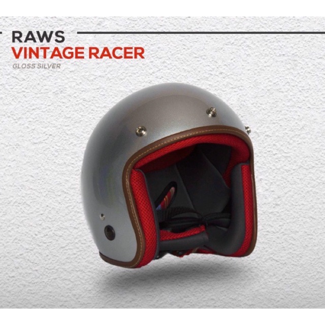 Mũ bảo hiểm 3/4 Raws Vintage Racer Bạc bóng - Arrow Shop