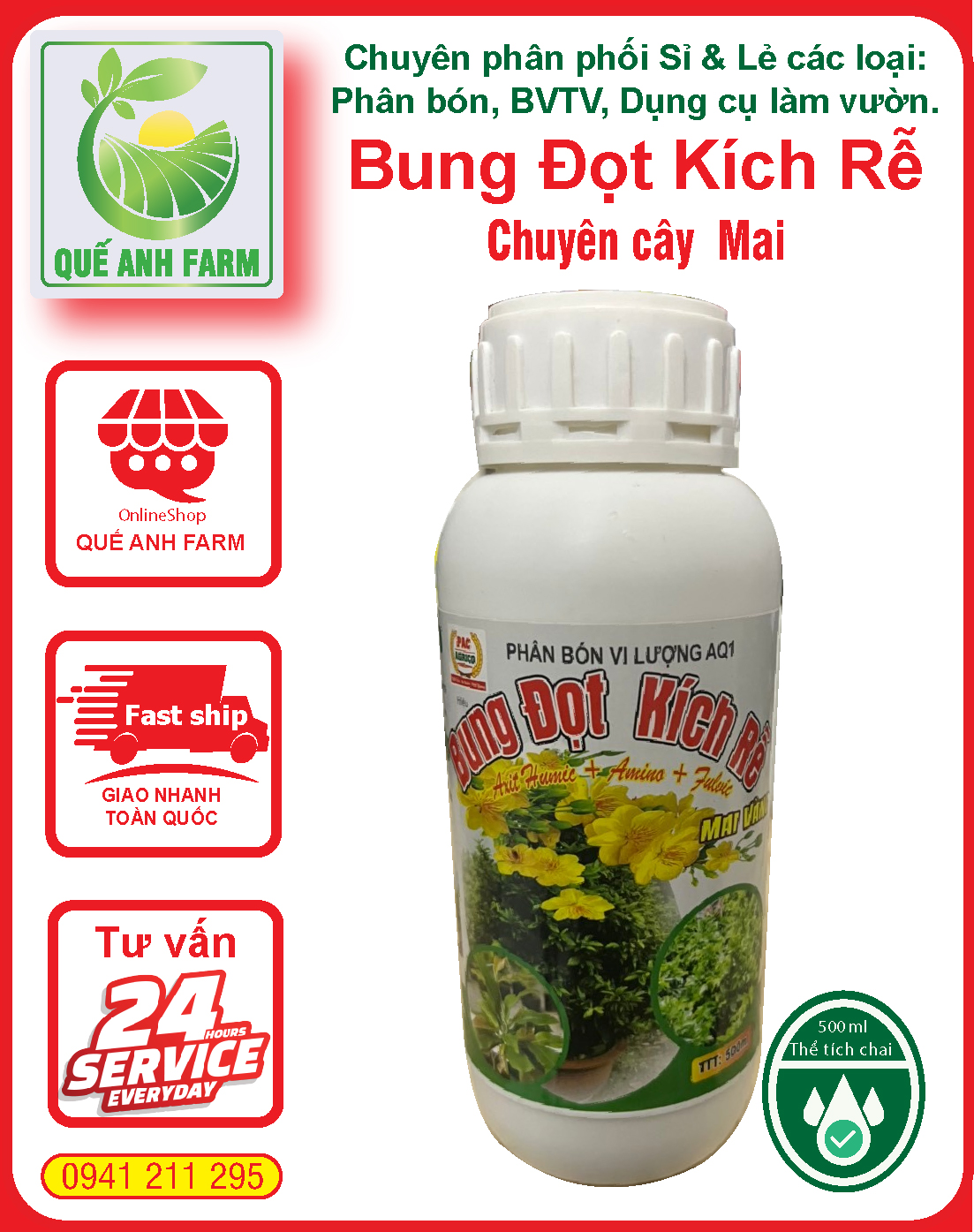 Phân bón bung đọt kích rễ chuyên mai 500ml