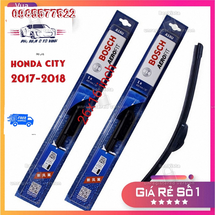 Gạt mưa Silicon Honda City nsx 2017-2019. Bộ 2 cây 26x16inch Boch Arofit