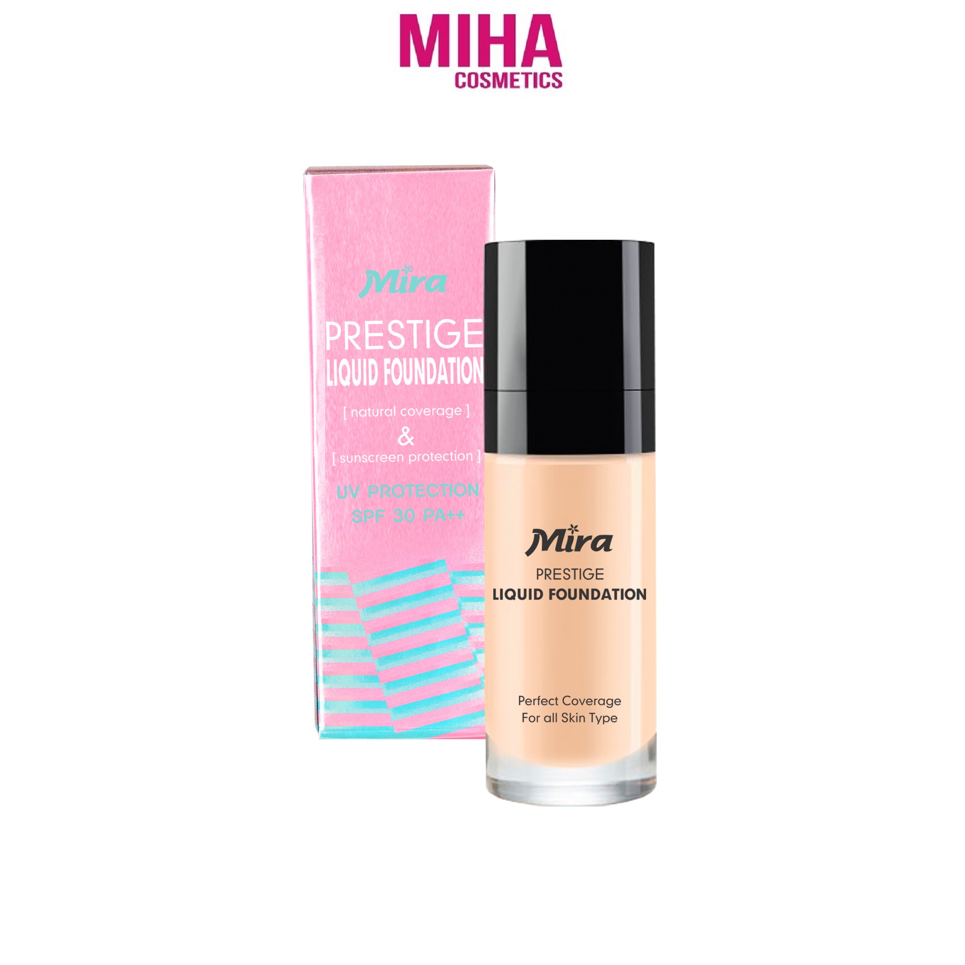Kem nền chống nắng mira liquid foundation spf30 30ml hàn quốc