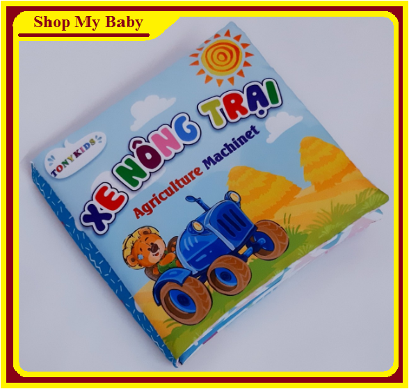 Sách vải song ngữ cho bé TonyKids chủ đề Xe nông trại | Sách vải kích thích thị giác phát triển não bộ cho bé