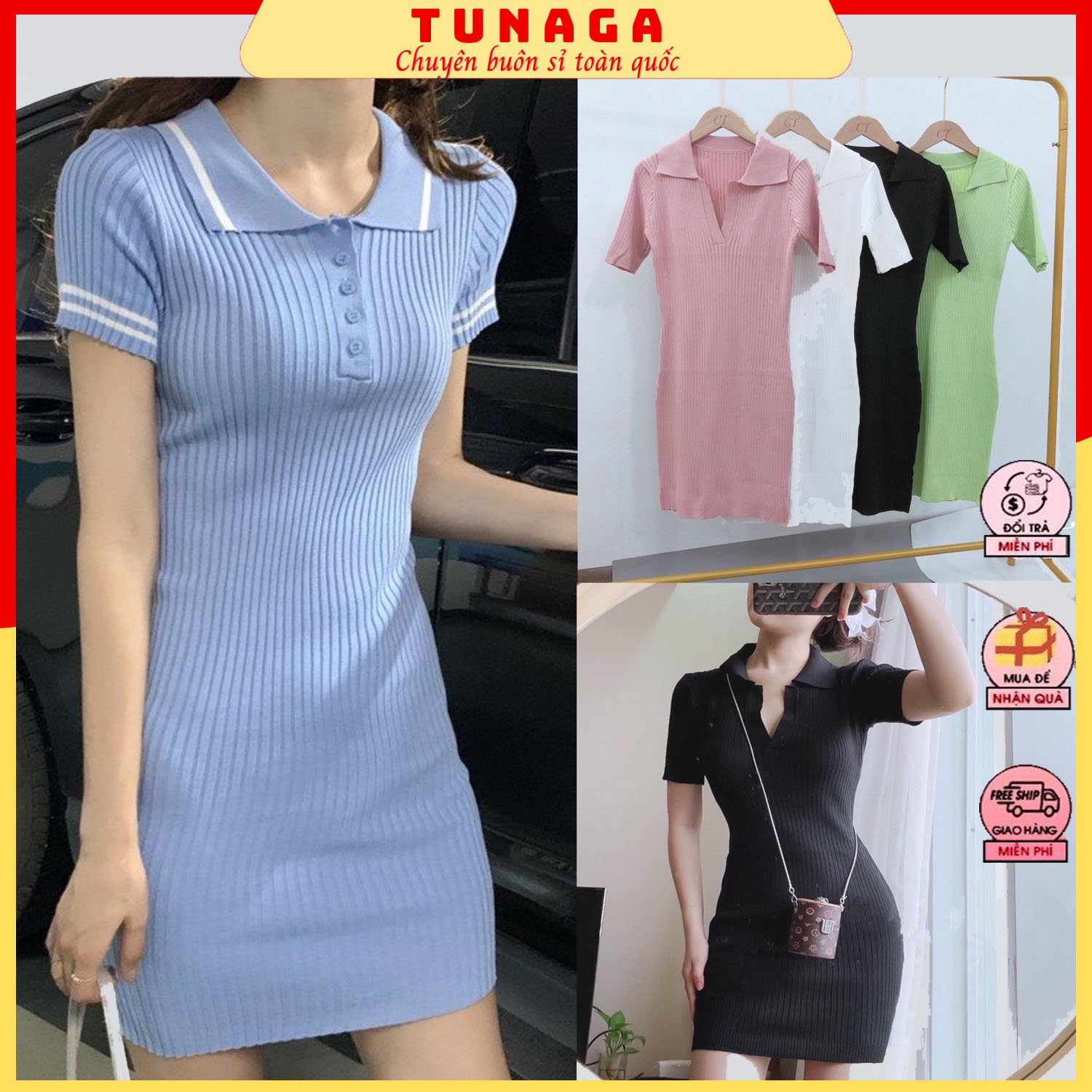 Váy len nữ cổ đức tôn dáng - váy body nữ sexy len tăm hàng quảng châu mặc xuyên mùa