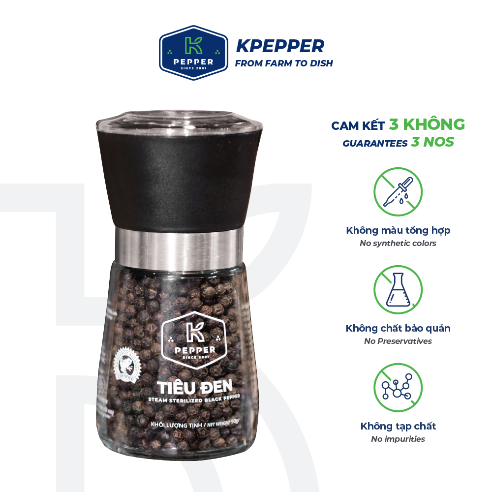 Tiêu đen K Pepper 90g + cối xay tiêu cầm tay