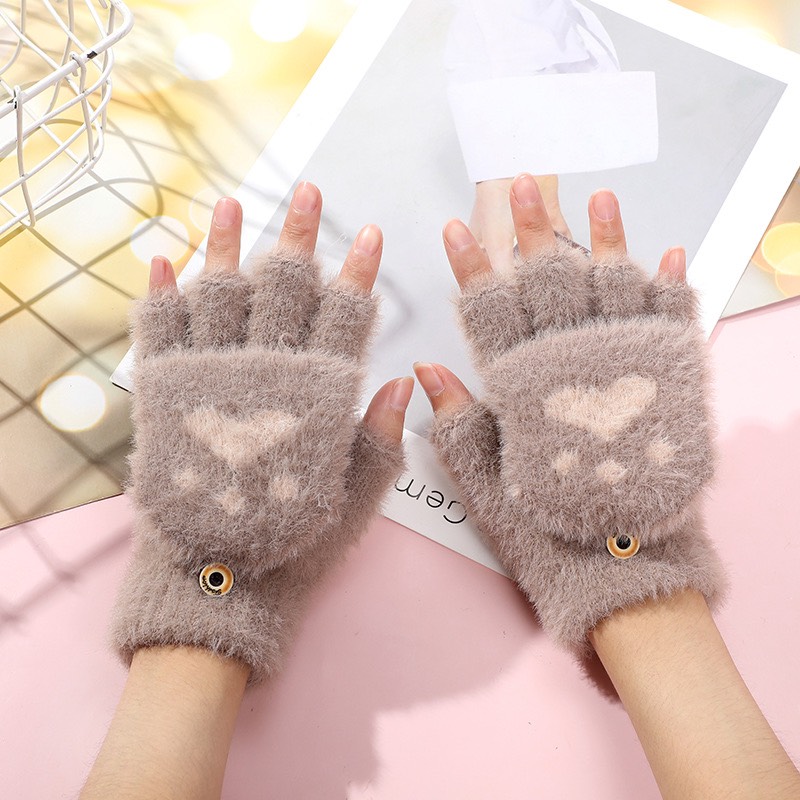 Tất tay nữ, Găng tay hở ngón vải lông nhung mềm nhiều màu sắc giữ ấm mùa đông thời trang cho nữ - 3