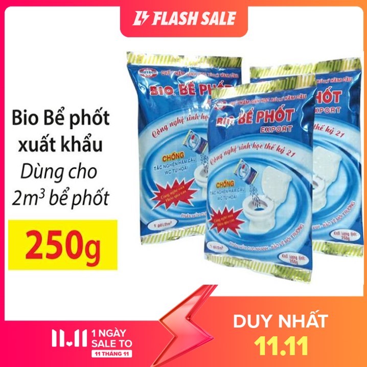 Men xử lý bể phốt Bio gói 250g, xử lý 2 m3 bể phốt, thông tắc siêu nhanh, khử mùi, tự hoại cho WC tự hoại, hàng xuất khẩu