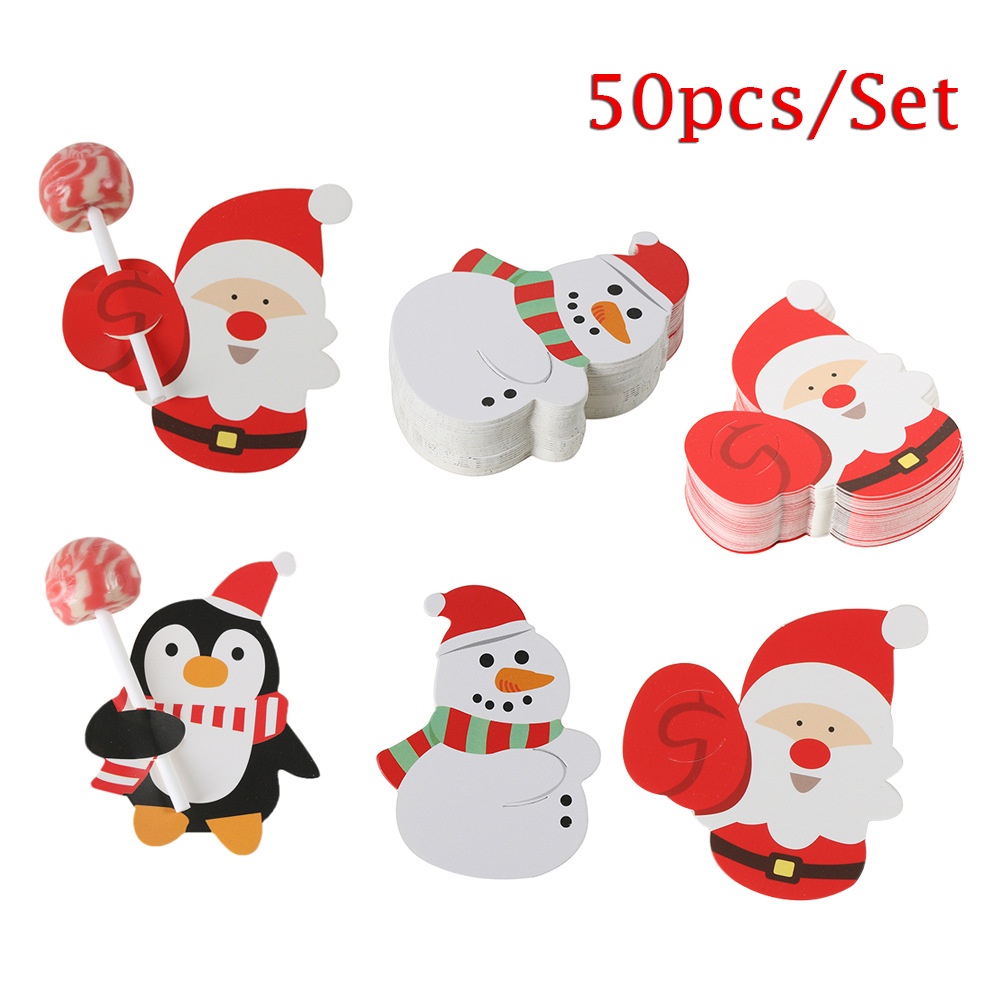 Thẻ giấy gắn kẹo mút 50 Icon NOEL giáng sinh
