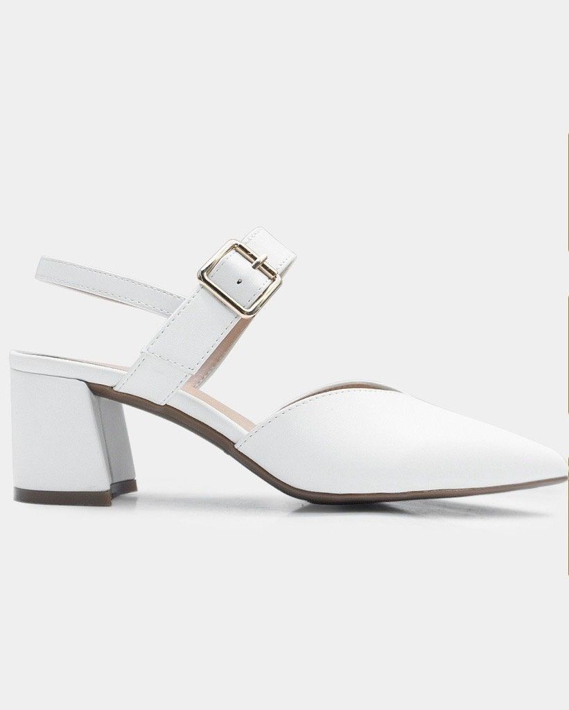 Giày sandal cao gót bít mũi 5 phân Annmodels gót vuông kiểu dáng Hàn Quốc_SD064