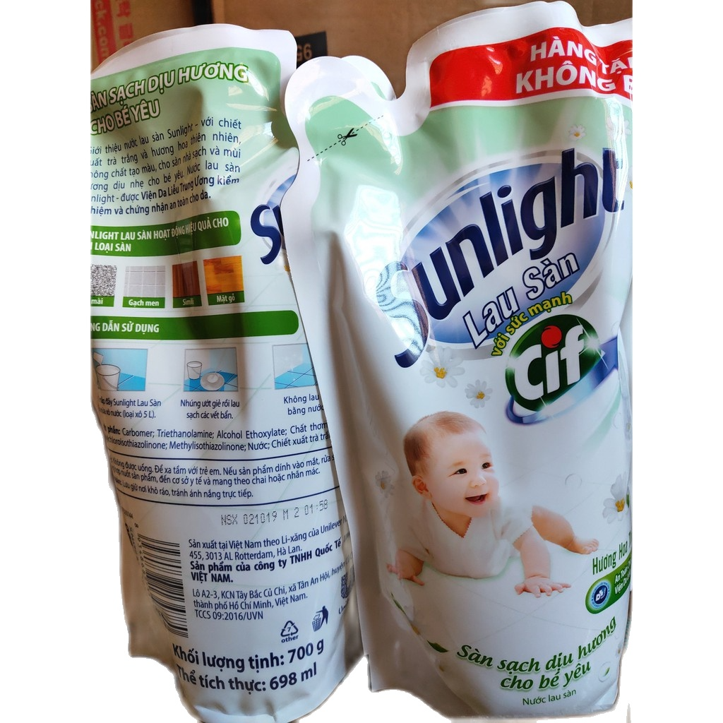 Combo 2 túi nước lau sàn Sunlight thiên nhiên 700g